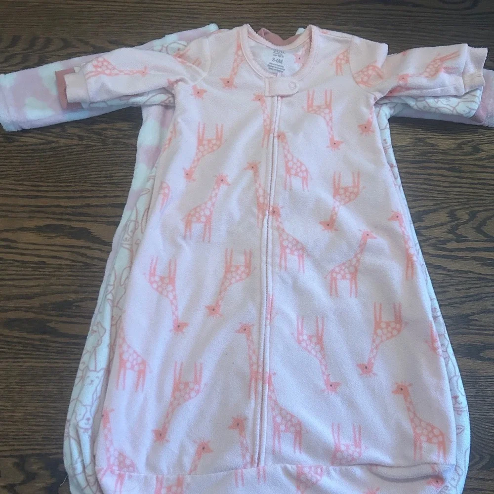 Carter's Hudson Baby Fleece Sleep Sack‎ Bundle Giraffe Dog Cloud Pink White 0-6M